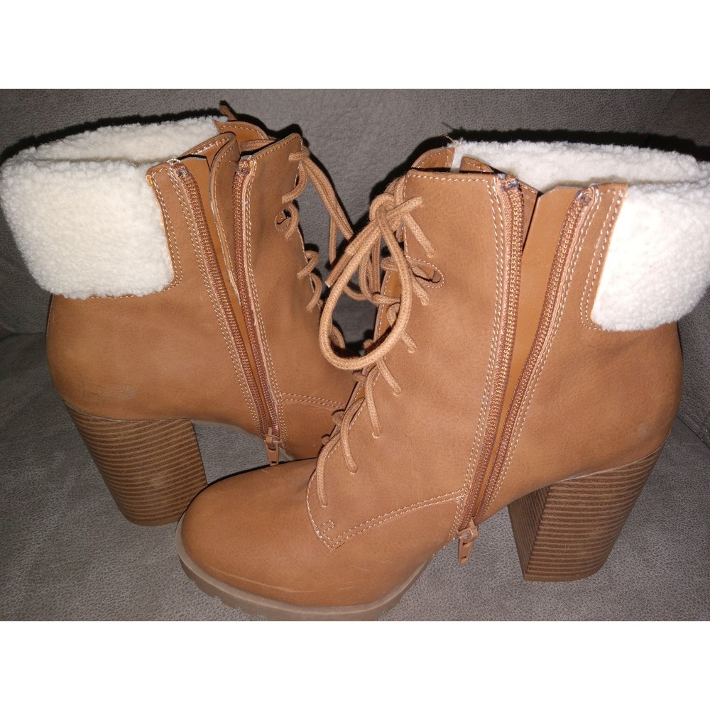 Ana Redwood Boot Womens Size 9.5 M Heel Booties Faux Fur Trim - Picture 8 of 12